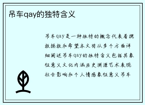 吊车qay的独特含义